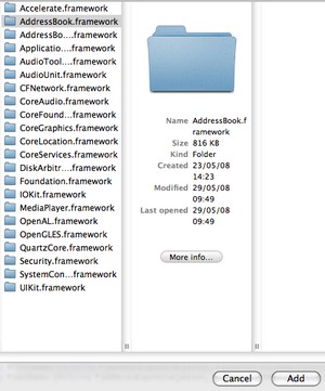 Sélection Framework AddressBook AddressBookUI iPhone SDK AddressBook AddressBookUI